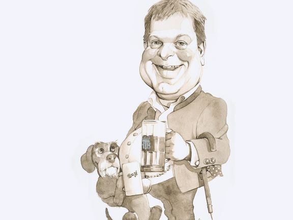 Peter Hubert, Karikatur von Hans Reiser